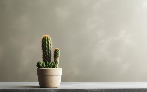 Cactus su uno scaffale sullo sfondo bianco della parete