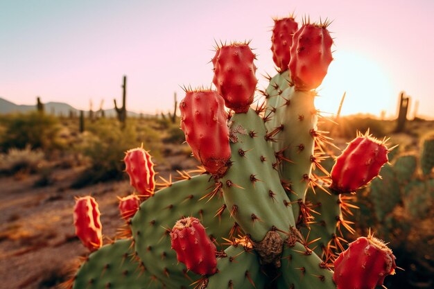 Cactus sullo sfondo del deserto e delle alte rocce e delle montagne