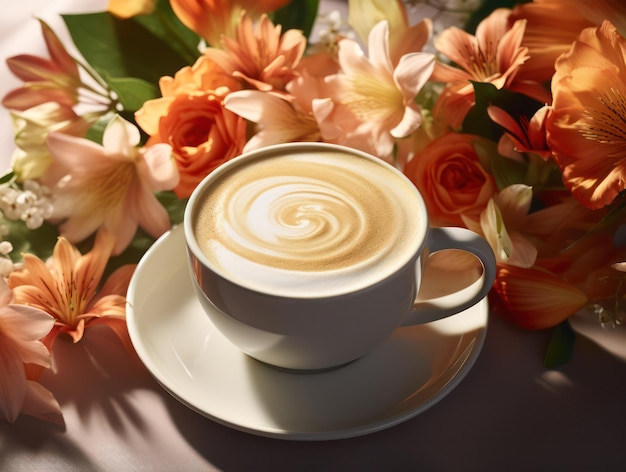 Caffè appena preparato alla luce del sole del mattino Un inizio rinvigorente di giornata