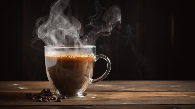 Caffè aromatizzato caldo appena preparato Una bevanda calda fumante