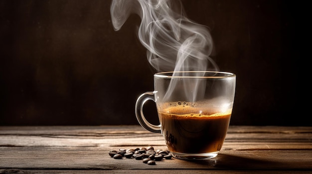 Caffè aromatizzato caldo appena preparato Una bevanda calda fumante