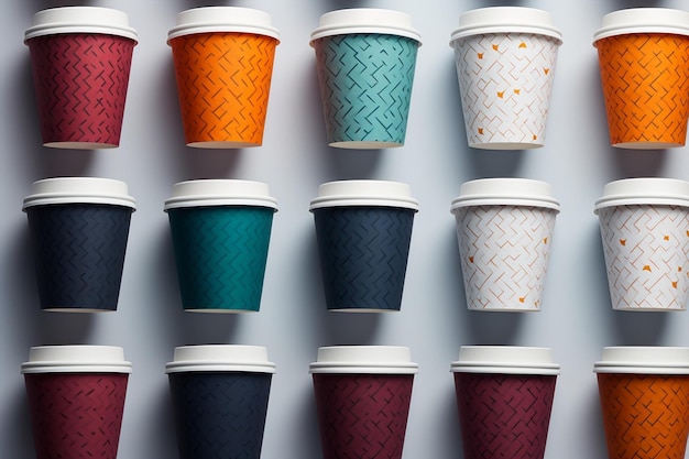 Caffè caldo coperchio bevanda tè cartone espresso cibo da asporto tazze da caffè tazza usa e getta carta contenitore per bevande plastica caffeina sfondo vuoto