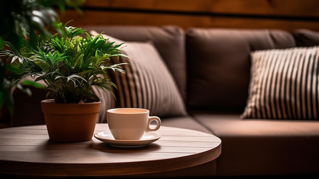 caffè caldo in una tazza sul tavolo IA generativa