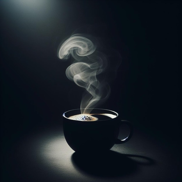 Caffe' caldo sullo sfondo scuro