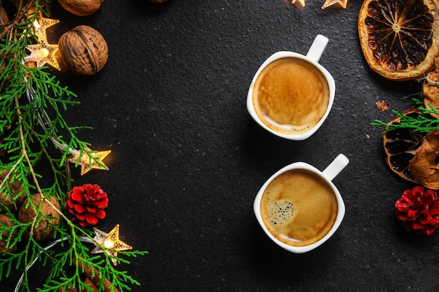 caffè, Capodanno, sfondo di Natale o festività natalizie Noel