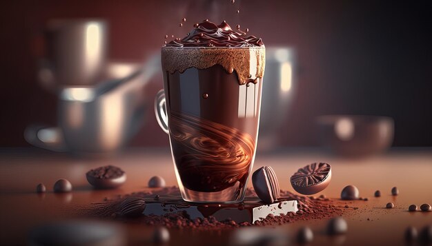 Caffè con cioccolato Sfondo Tempo di caffè Generative AI