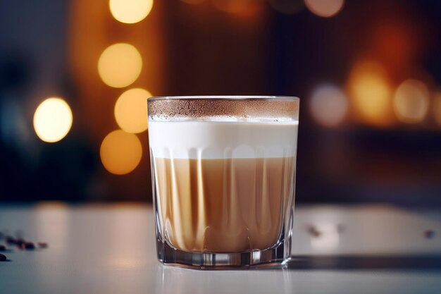 Caffe' con crema in un bicchiere una gustosa colazione