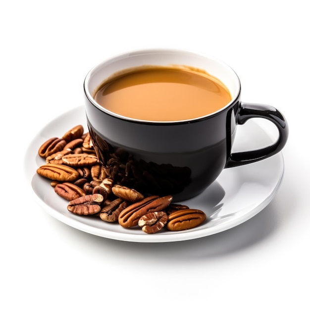 Caffè di pecan isolato su sfondo bianco