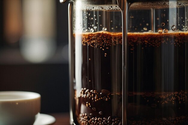 Caffè di pressa francese appena preparato