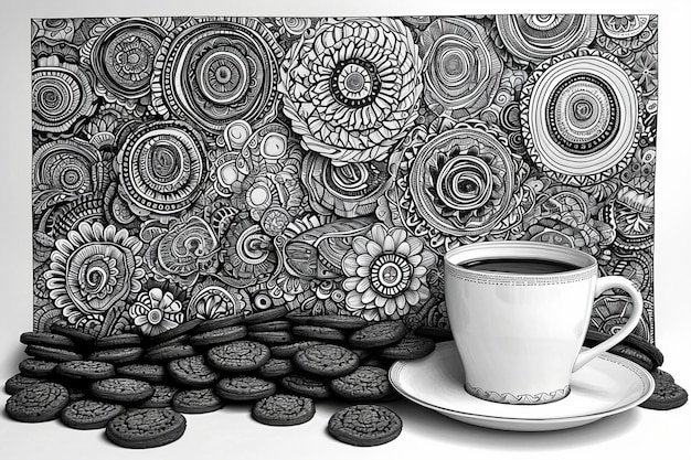 Caffè e biscotti in stile Doodle ar c