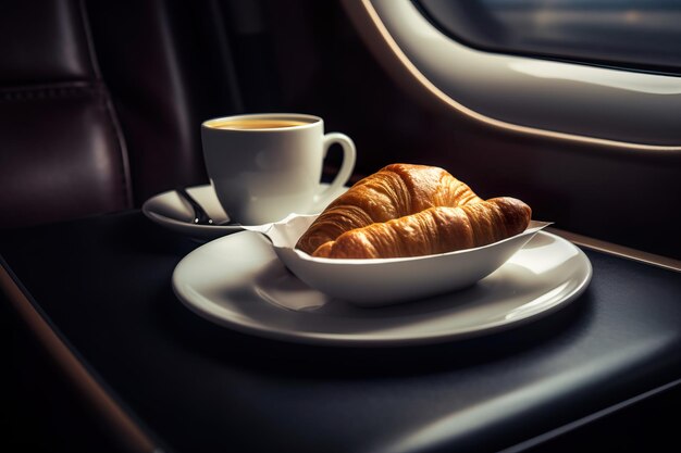 caffè e croissant sul tavolo