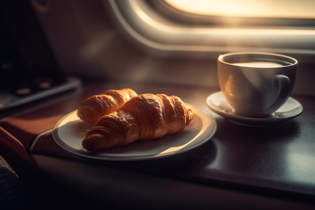 caffè e croissant sul tavolo