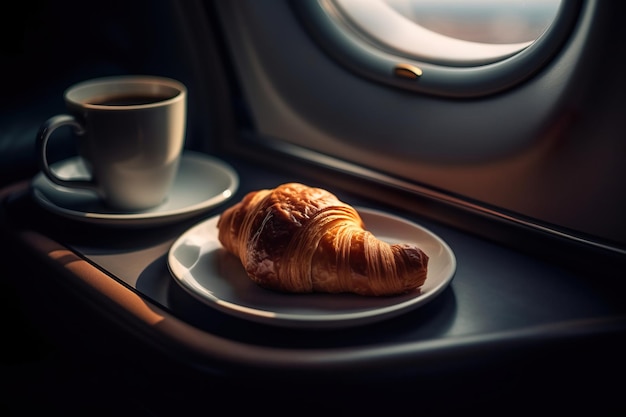 caffè e croissant sul tavolo