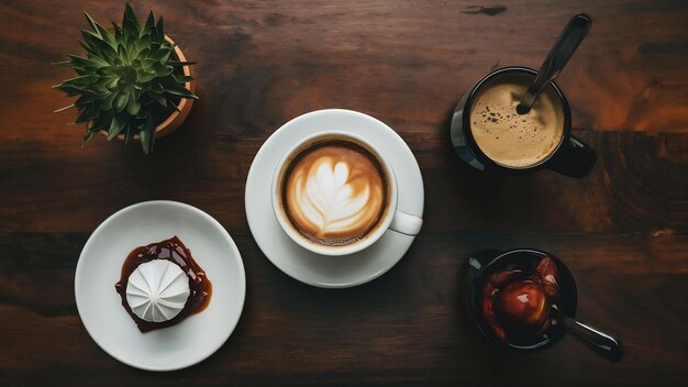 Caffè e dessert dall'alto