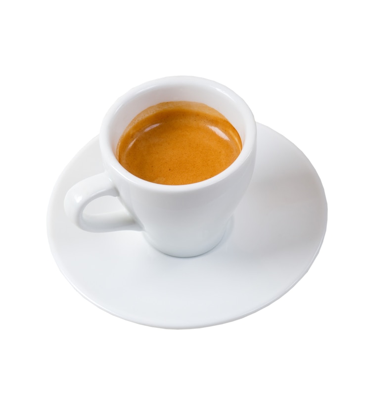 Foto caffè espresso. tazza di caffè su sfondo bianco (isolato con percorso).