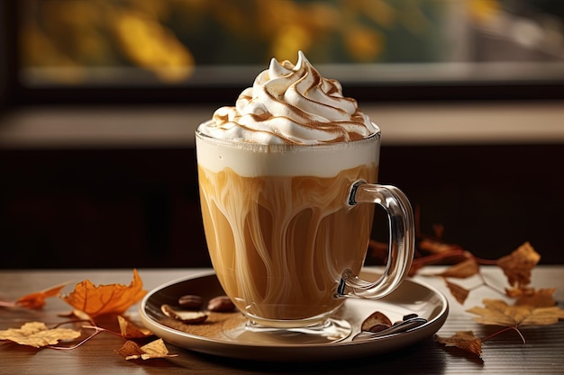 Caffe latte con panna montata