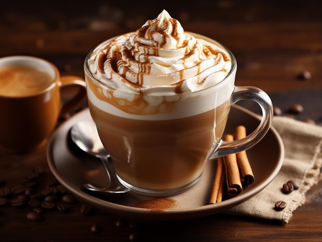 Caffe latte con panna montata