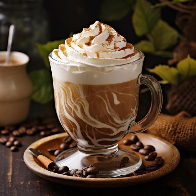 Caffe latte con panna montata