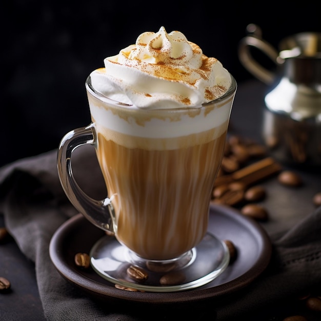 Caffe latte con panna montata