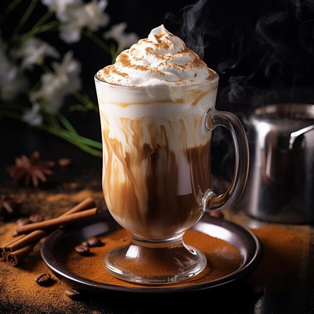 Caffe latte con panna montata