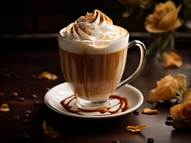 Caffe latte con panna montata