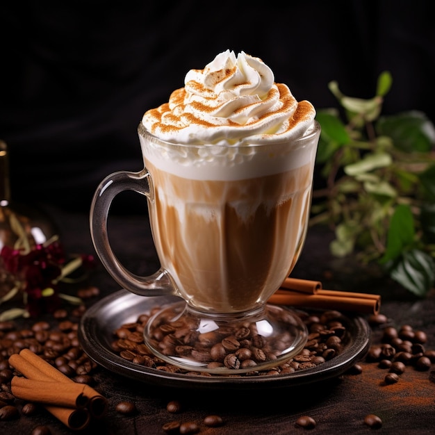 Caffe latte con panna montata