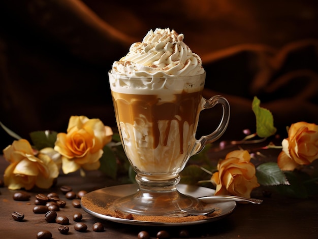 Caffe latte con panna montata