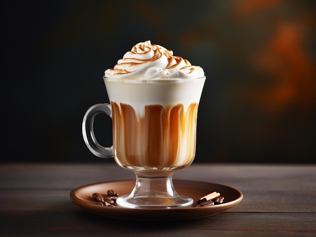 Caffe latte con panna montata