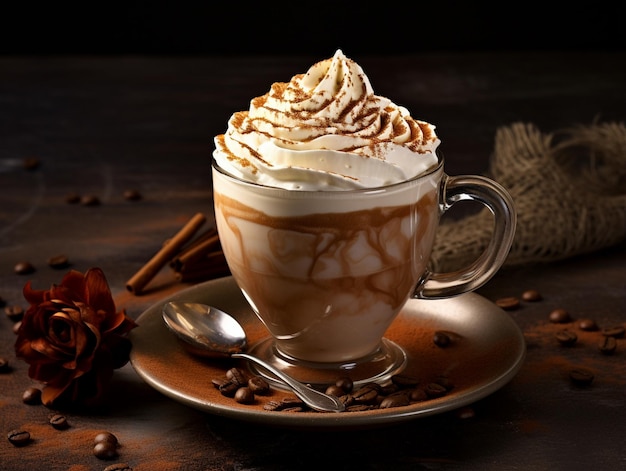 Caffe latte con panna montata