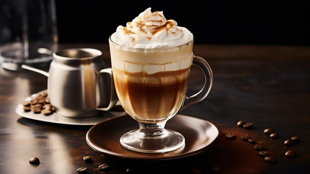 Caffe latte con panna montata