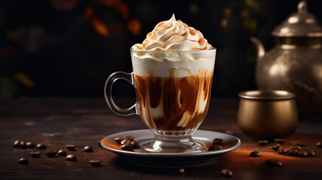 Caffe latte con panna montata