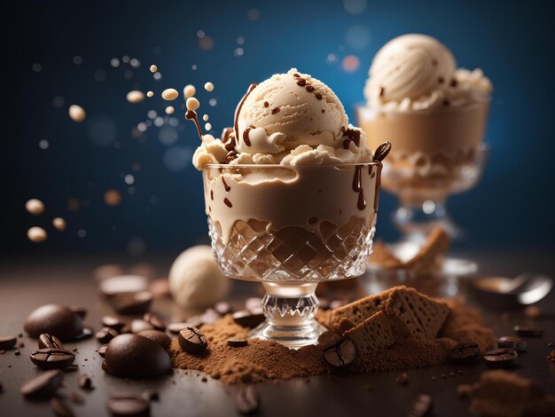 Caffè mocha gelato gelato galleggiante delizioso e rinfrescante amanti del caffè pubblicità cinematografica