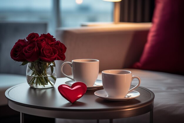 Caffè romantico in camera d'albergo per San Valentino Mattinata accogliente