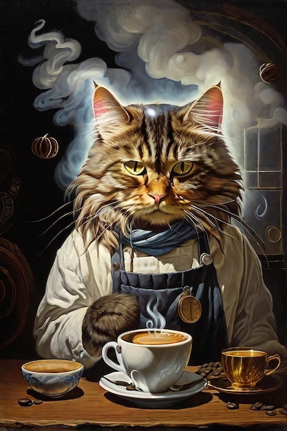 caffè spirito gatto Ai generato foto
