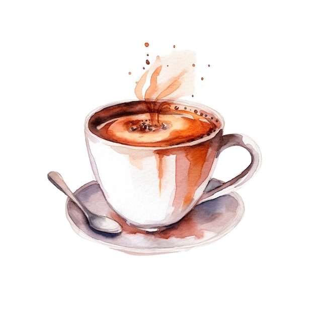 caffè una tazza di caffè caffè caffè con panna caffè alla crema caffè in stile acquerello
