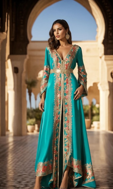 Caftan tradizionale in stile marocchino bustier senza maniche haute couture design di moda di lusso