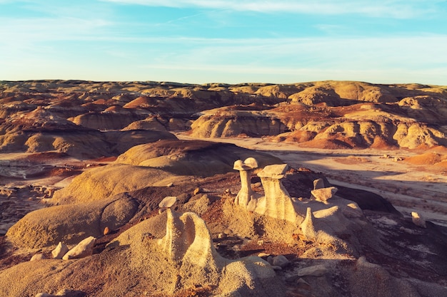 Calanchi di Bisti, area selvaggia di De-na-zin, Nuovo Messico, USA. Fantastici paesaggi insoliti.