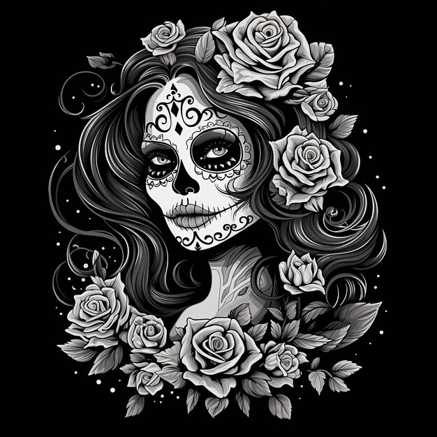 Calavera Catrina trucco del cranio di zucchero Dia de los muertos Giorno dei morti Halloween