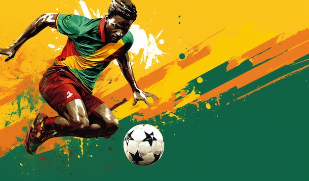 Calciatore africano che gioca con un pallone da calcio