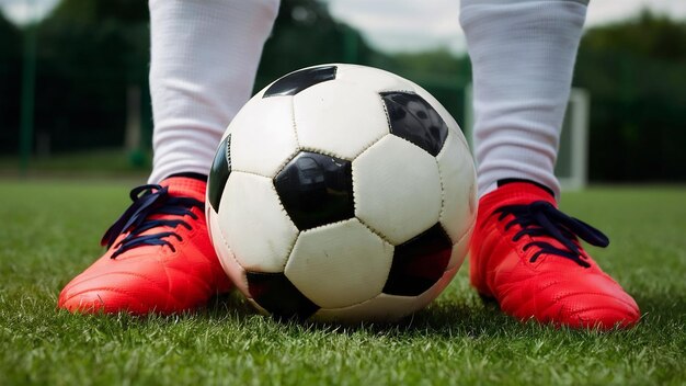 Calciatore da vicino con una palla da calcio