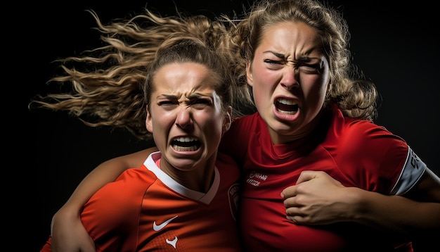 calciatori donne che mostrano le emozioni condivise tra i giocatori