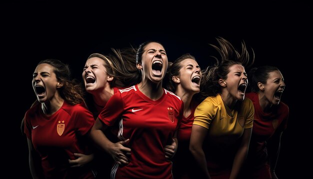 calciatori donne che mostrano le emozioni condivise tra i giocatori