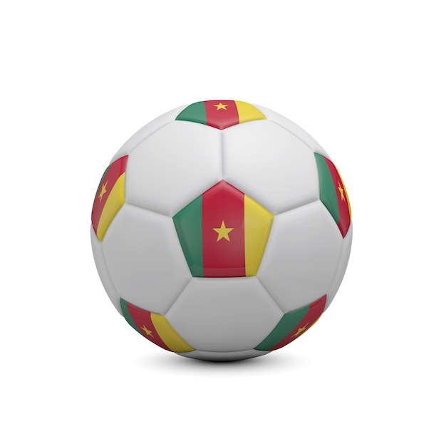 Calcio calcio con bandiera del Camerun 3D Rendering