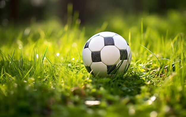 Calcio erba verde succosa e pallone da calcio