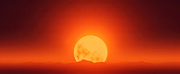 Caldo tramonto con un sole rosso sullo sfondo in estate IA generativa