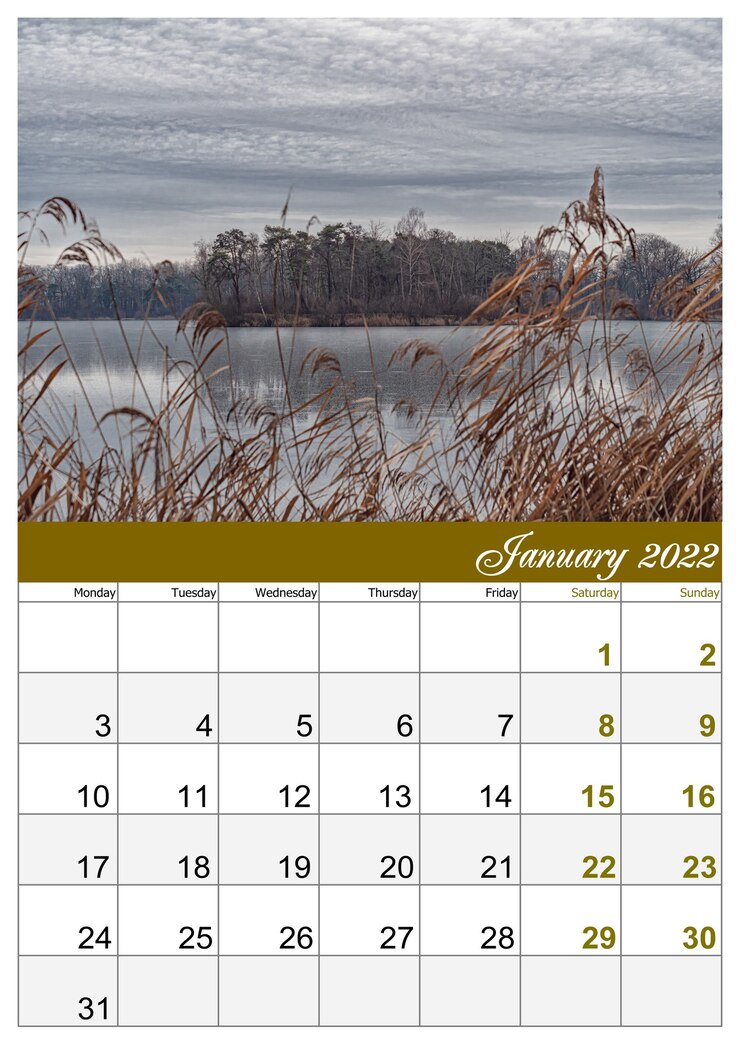 Photo calendar for 2022 a 4 format with beautiful photos of nature
