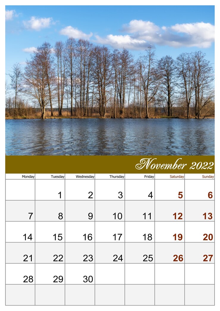 Photo calendar for 2022 a 4 format with beautiful photos of nature