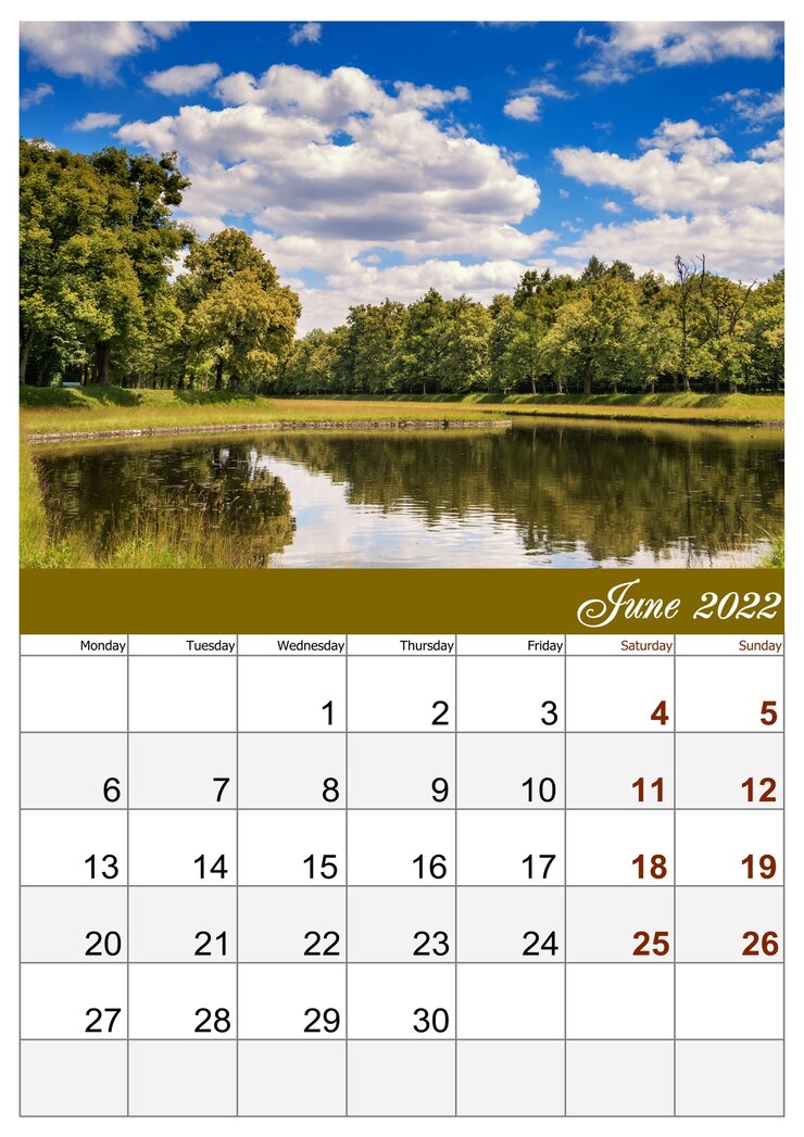 Photo calendar for 2022 a 4 format with beautiful photos of nature