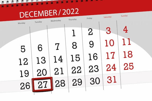 Calendario 2022 scadenza giorno mese organizzatore pagina data dicembre martedì numero 27