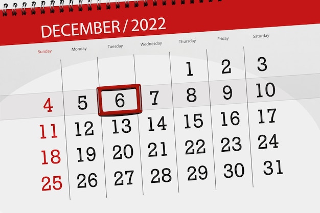 Calendario 2022 scadenza giorno mese organizzatore pagina data dicembre martedì numero 6